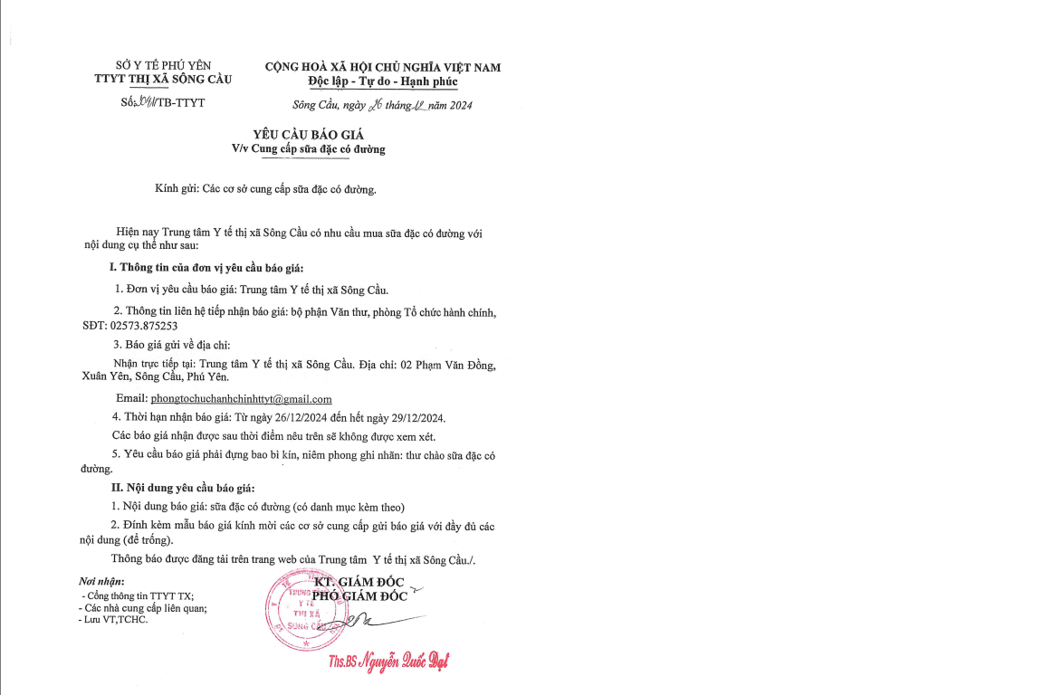 Báo giá sữa đặc